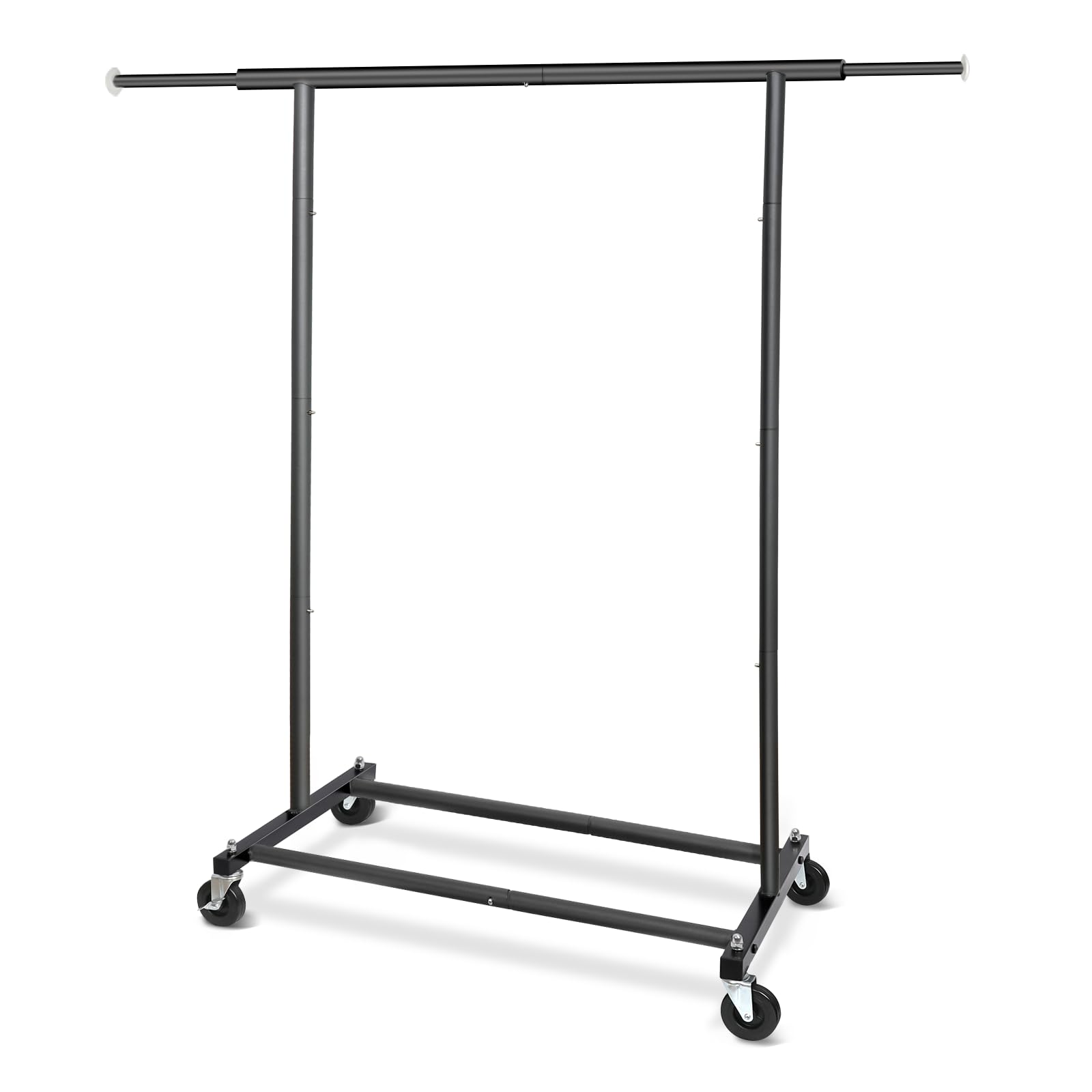 Fishat 59 H Simple Portable Standard Black Rolling Clothing Garment Rack, Metal Freestanding Hanging Clothes Organizer with Lock