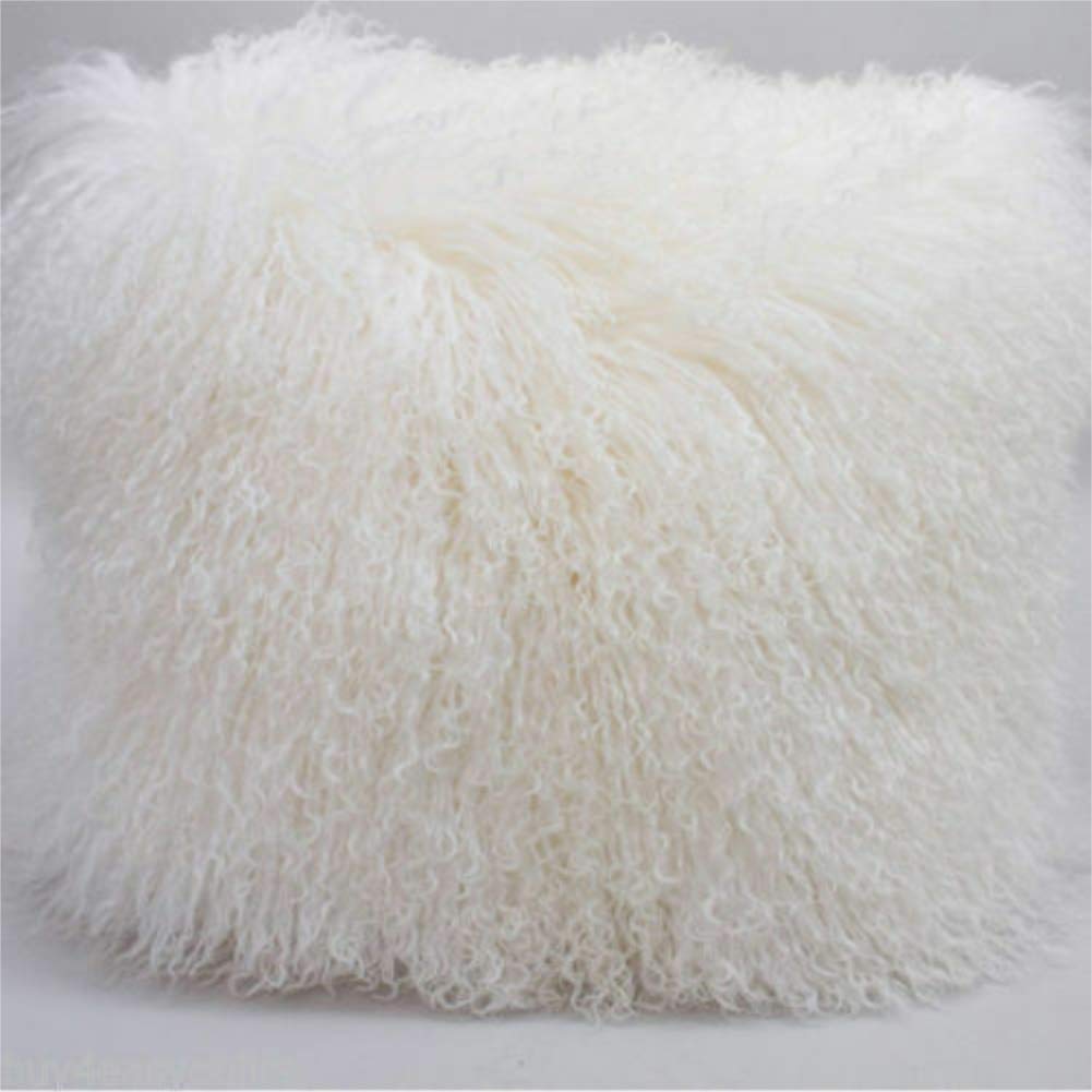 Yingda1992 Mongolian Lamb Fur Throw Pillow Cover Soft Fluffy Square Cushion Car Accessories Decorated For Livingroom