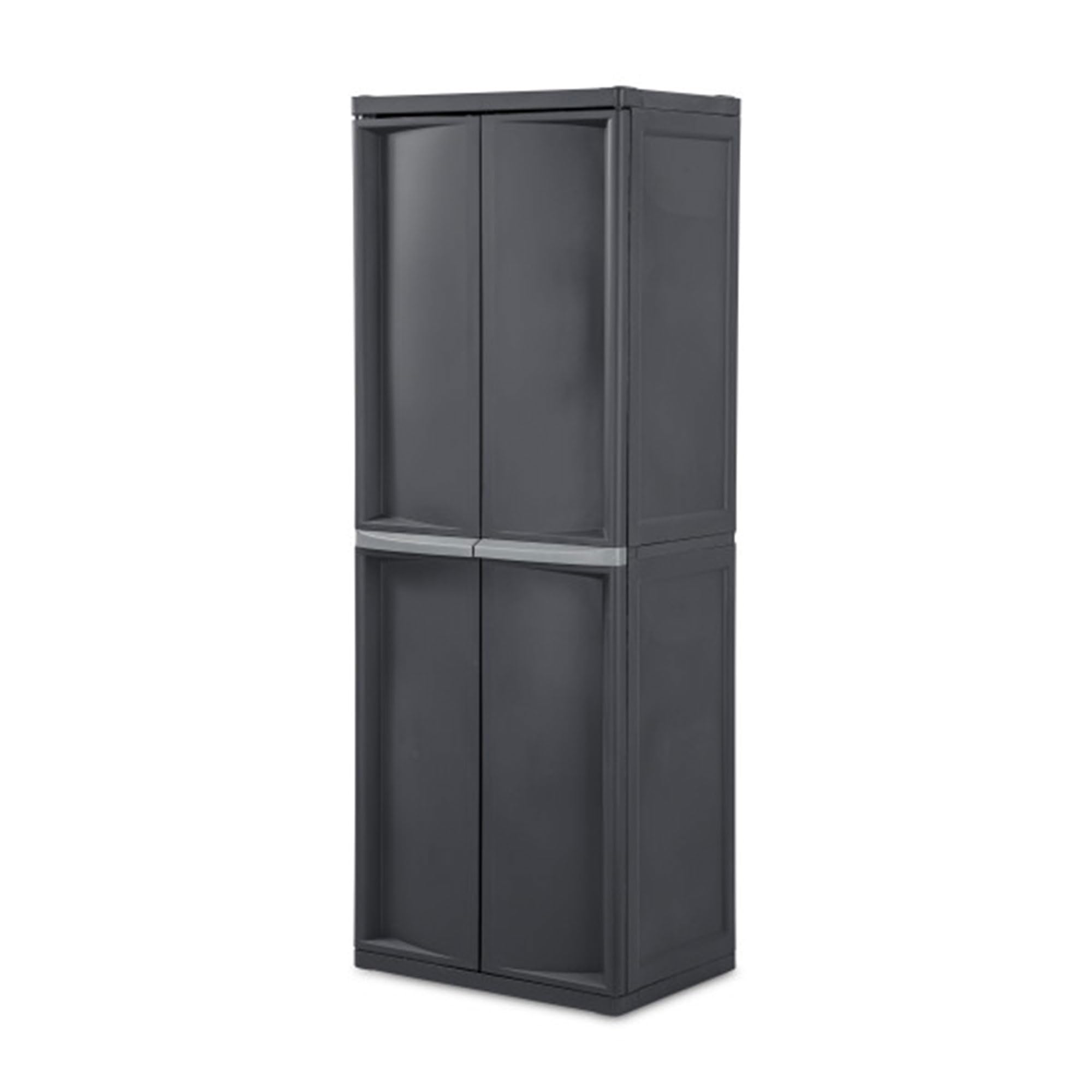 Sterilite 4 Shelf Cabinet, Plastic Organization Storage Unit, Organize Bins in the Garage, Basement, Attic, Mudroom, Gray, 1-Pac