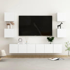 vidaXL TV Cabinet Set 7 Piece Home Indoor Living Room Entertainment Center Stereo HiFi Cabinet Media Unit Furniture White Engineered Wood