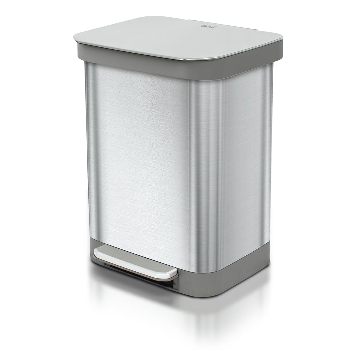 Glad Stainless Steel Step Trash Can, Series 2 with Clorox Protection - Large Metal Kitchen Garbage Bin with Soft Close Lid, Foot