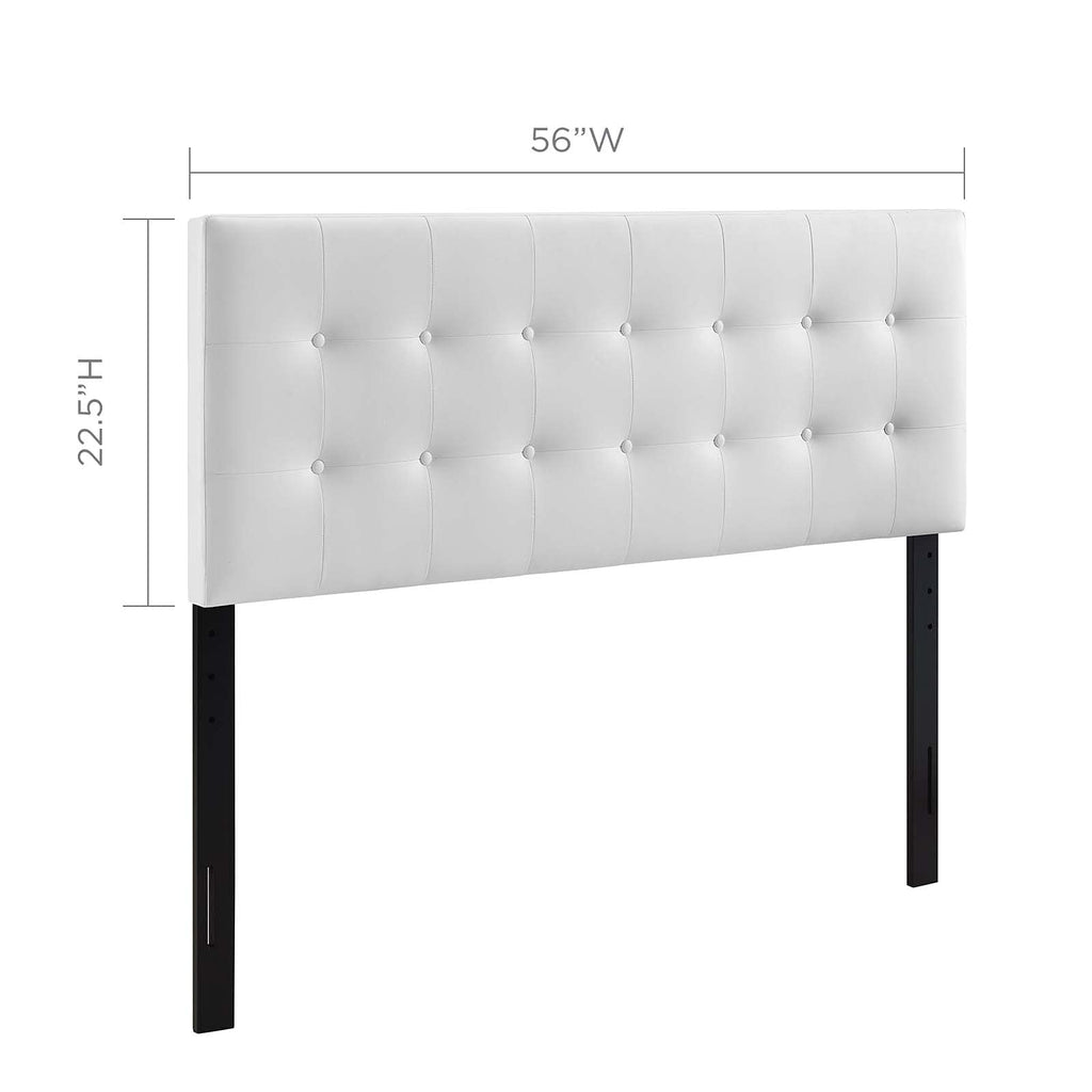 Modway MOD-5173 Emily Tufted Button Faux Leather Upholstered Full Headboard in White