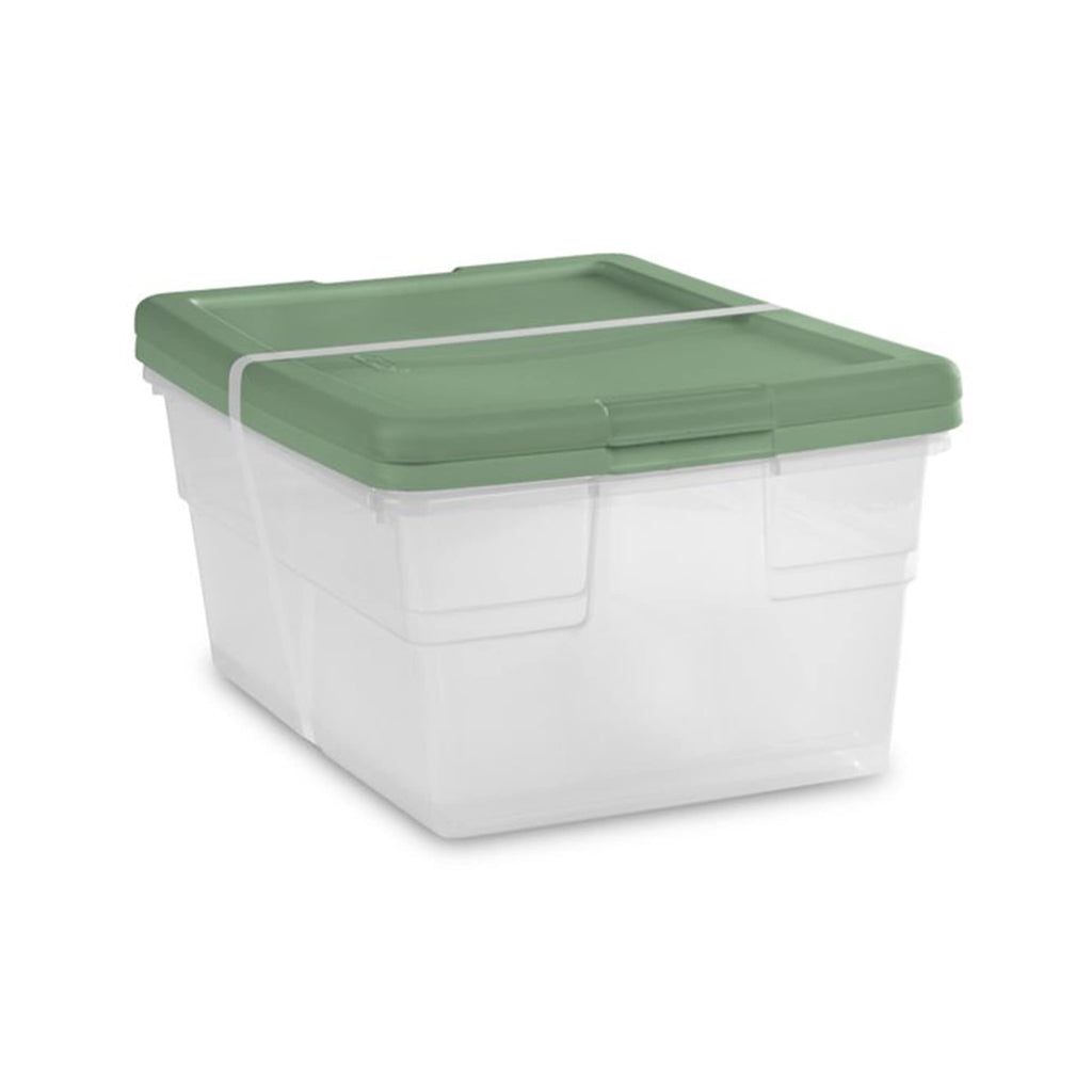 Sterilite 16 Quart Stackable Storage Boxes with Lids, Clear Plastic, Marine Blue, 2 Pack