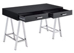 Acme Furniture Coleen Built-In Usb Port Writing Desk In Black High Gloss & Chrome Finish