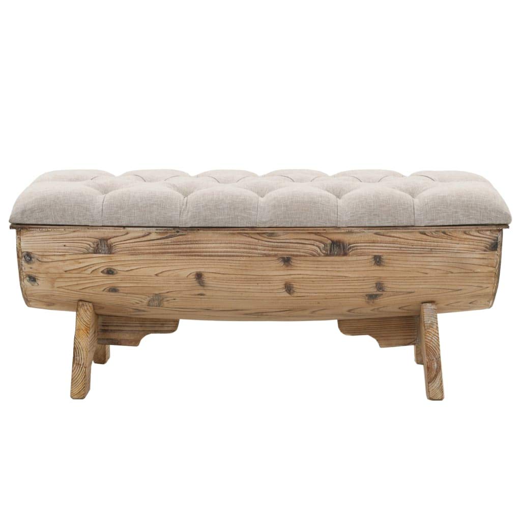 vidaXL Solid Fir Wood Storage Bench 40.6&quot;, Barrel Shaped, Multicolour Polyester Upholstery, Retro Style, Ample Storage Space, Easy Assembly, Comfortable Seat