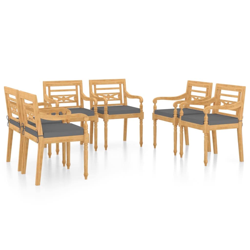 vidaXL Solid Teak Wood Batavia Chairs with Anthracite Cushions - Thumbnail 3