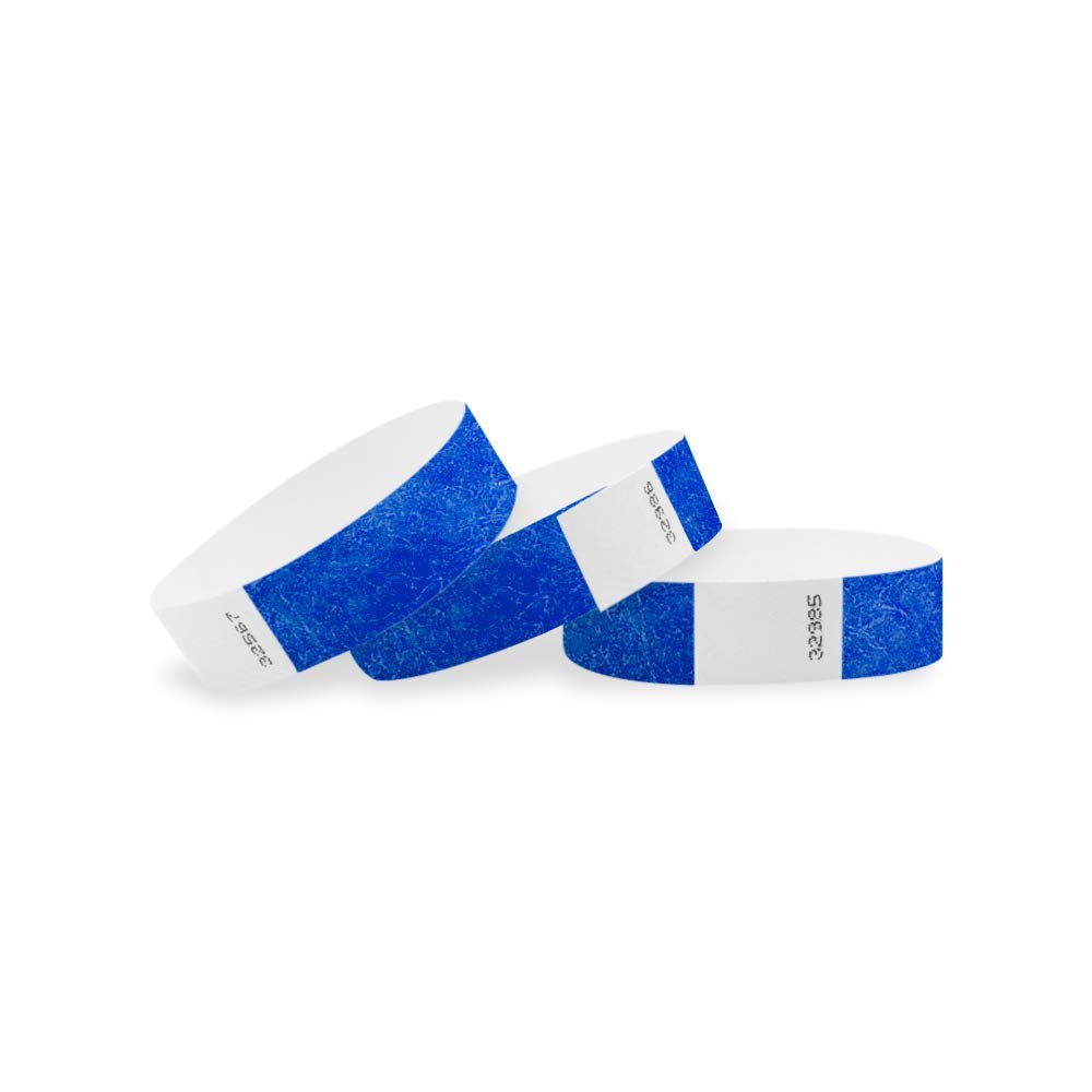 Wristco Marine Blue Tyvek Wristbands For Events - 100 Count - Comfortable Tear Resistant Paper Bracelets Id Wrist Bands For Conc