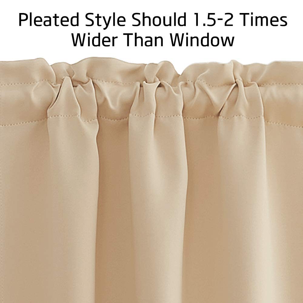 Nicetown Farmhouse Valances For Kitchen/Bathroom/Living Room Blackout Privacy Adjustblae Rod Pocket Short Winow Curtains For Cafe/Loft/Office, 1 Pair, 42' X 18' 1.6' Header, Biscotti Beige