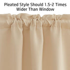 Nicetown Farmhouse Valances For Kitchen/Bathroom/Living Room Blackout Privacy Adjustblae Rod Pocket Short Winow Curtains For Cafe/Loft/Office, 1 Pair, 42' X 18' 1.6' Header, Biscotti Beige