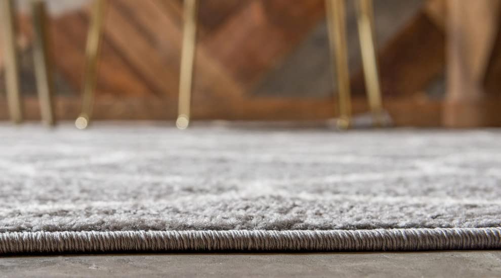 Unique Loom Trellis Frieze Collection Area Rug - Rounded (2' X 13' 1'' Runner, Light Gray/ Ivory)