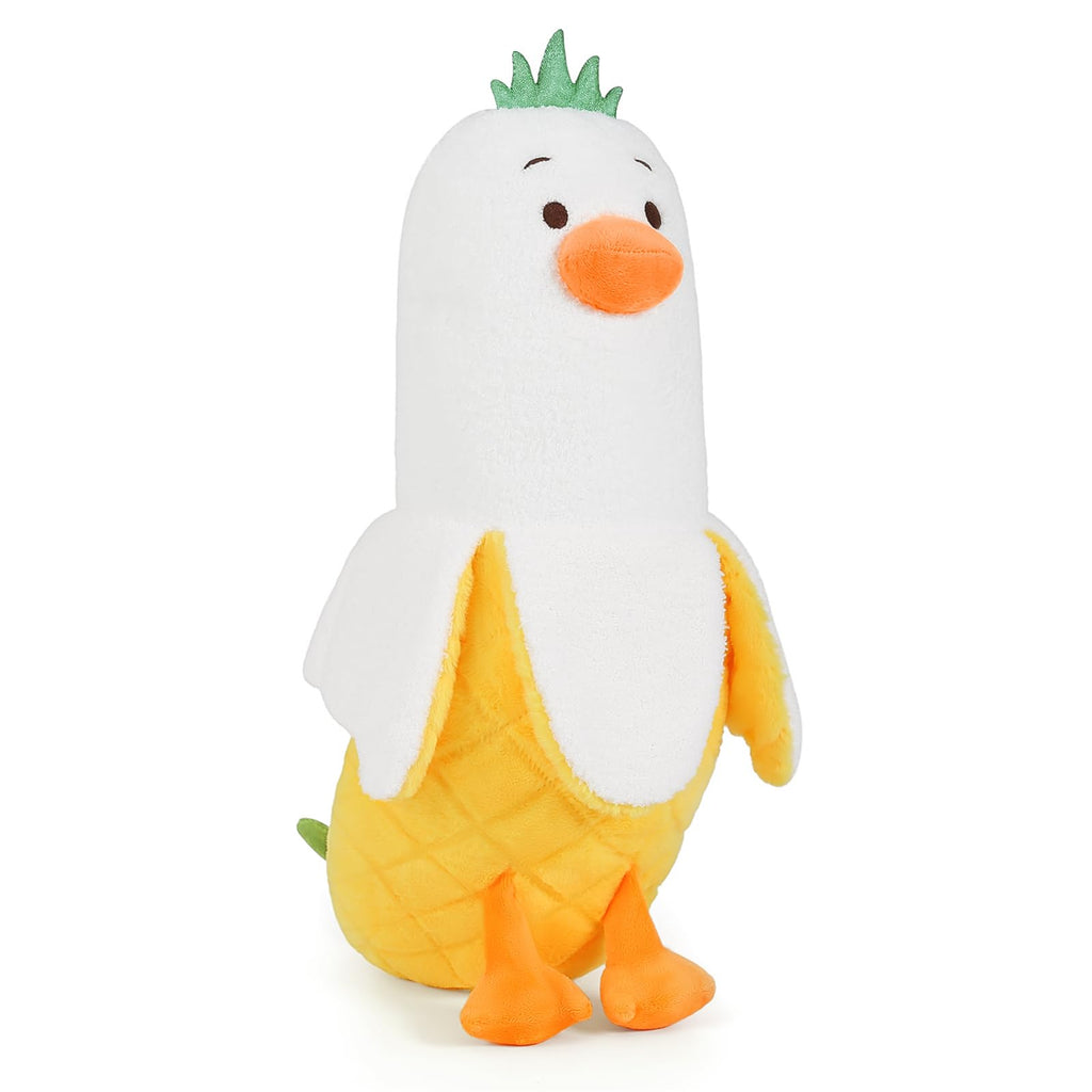 PEACH CAT Pineapple Banana Duck Plush Pillow Duck Stuffed Animal Cute Fruit Plushie for Girls and Boys White 19.7'