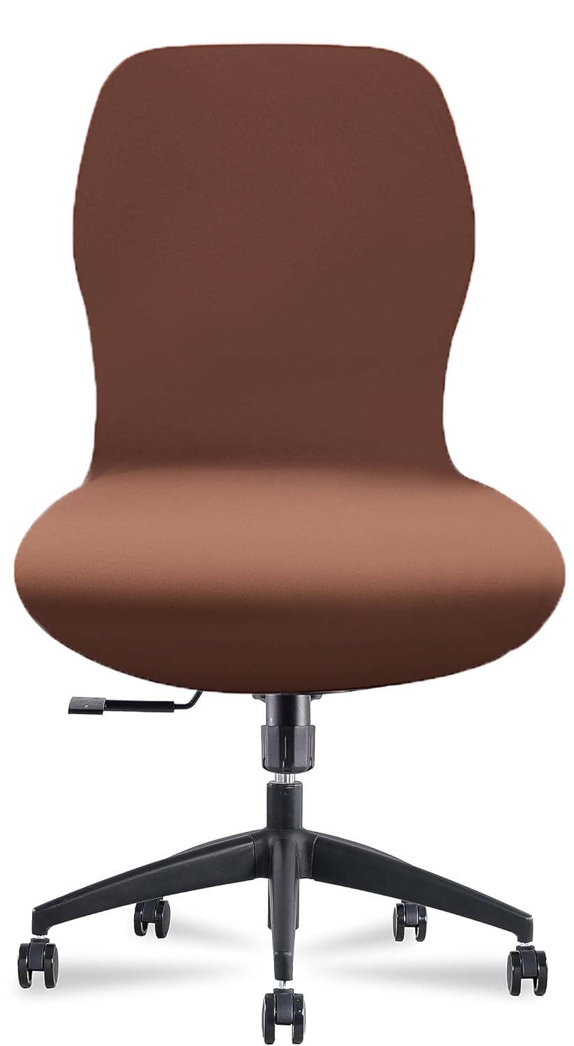 Deisy Dee Velvet Stretch Armless Office Chair Covers - Colorful Stretch Slipcover For Desk Chairs (Coffee)