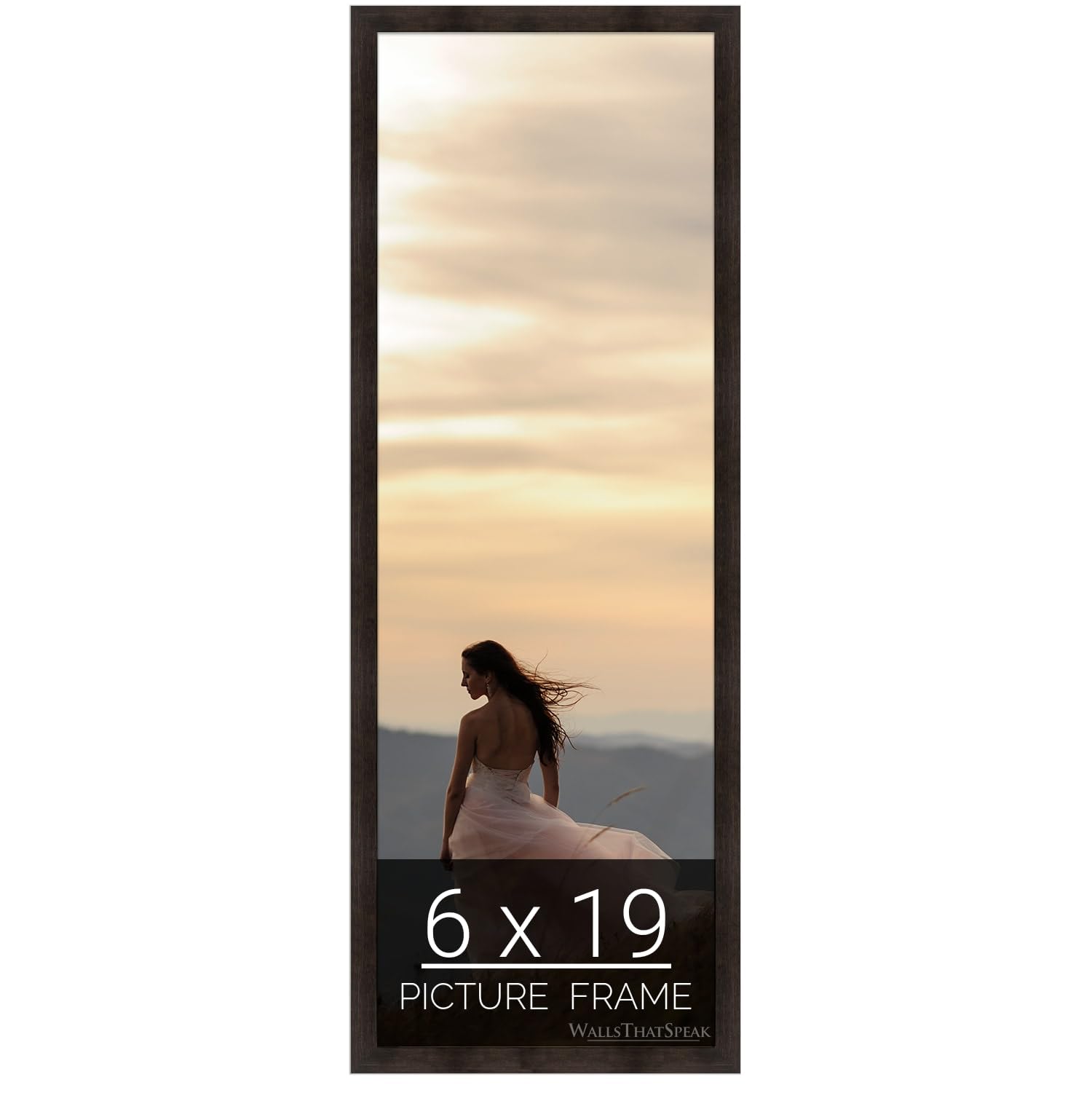 wallsthatspeak 6x19 Espresso Brown Picture Frame for Puzzles Posters Photos or Artwork