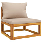 vidaXL - Patio Furniture Set - Sectional Sofa Set 6 Piece - Outdoor Lounge - Solid Acacia Wood - Taupe Cushions - Ideal for Patio/Garden/Living Area