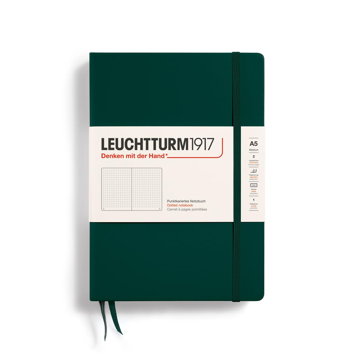 Leuchtturm1917 - Natural Colors - Hardcover Notebook - 251 Numbered Pages (Dotted Paper, Forest Green)