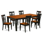 East West Furniture LGLG7-BCH-W 7 Piece Dining Room Furniture Set Consist of a Rectangle Kitchen Table with Butterfly Leaf and 6 Dining Chairs, 42x84 Inch, Black & Cherry