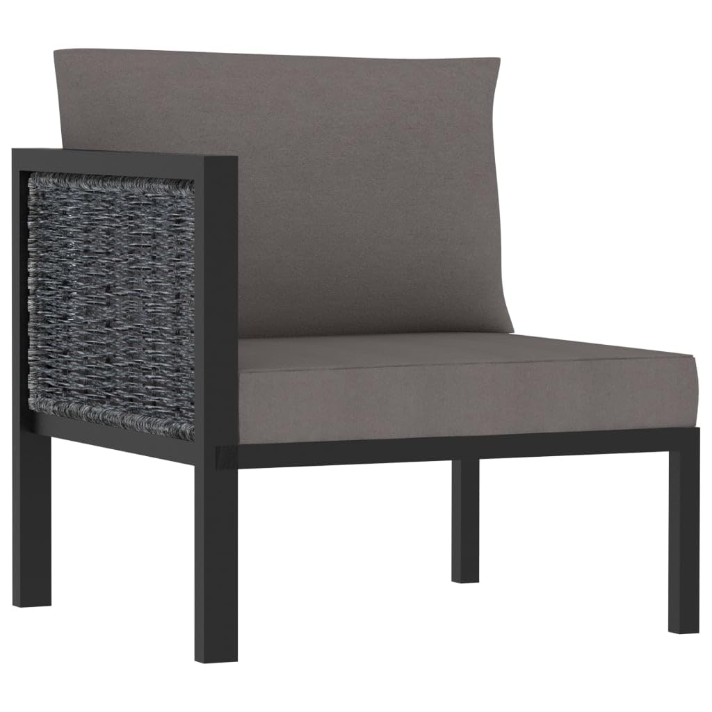 vidaXL Corner Sofa with Right Armrest - Poly Rattan Outdoor Furniture Anthracite, All-Weather Garden Lounge Sofa with Cushions