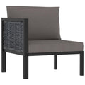 vidaXL Corner Sofa with Right Armrest - Poly Rattan Outdoor Furniture Anthracite, All-Weather Garden Lounge Sofa with Cushions