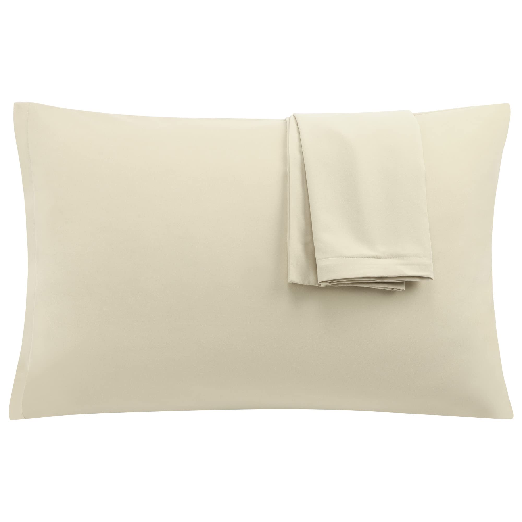 Uxcell 2 Pack Pillow Cases Soft 1800 Series Microfiber Pillowcases Set With Zipper Standard(20'X26') Khaki