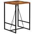 vidaXL Square Bar Table, Industrial-Style with Steel Legs, Constructed from Solid Reclaimed Wood - 27.6"x27.6"x41.7", Suitable for Kitchens, Bars, Cafes, and Dining Rooms