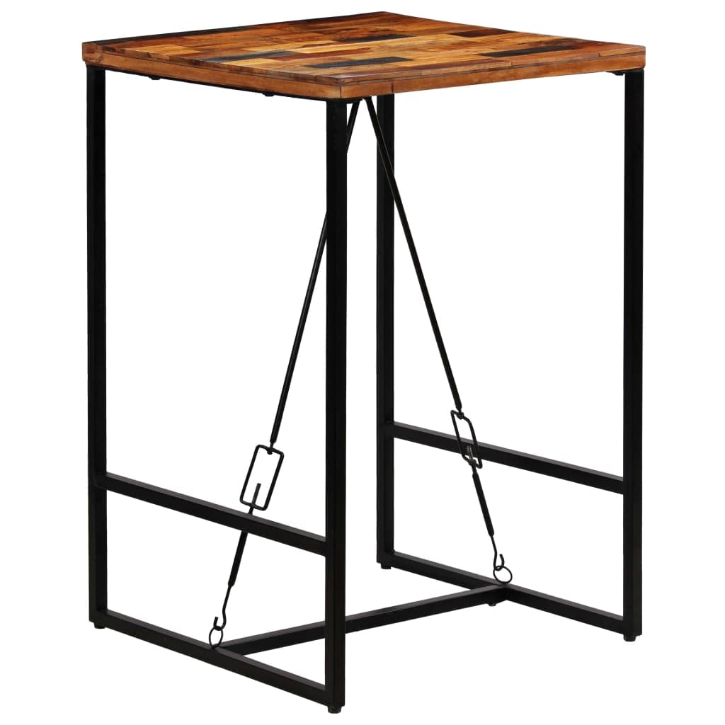 vidaXL Square Bar Table, Industrial-Style with Steel Legs, Constructed from Solid Reclaimed Wood - 27.6&quot;x27.6&quot;x41.7&quot;, Suitable for Kitchens, Bars, Cafes, and Dining Rooms