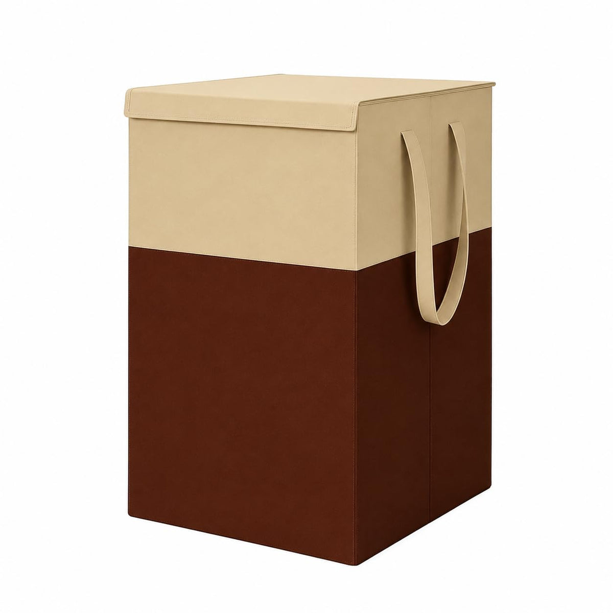 MONOHOME Foldable Laundry Basket with Handles, Large Fabric Storage Bin for Clothes, Toys, Blankets, Books & Towels, Beige & Br