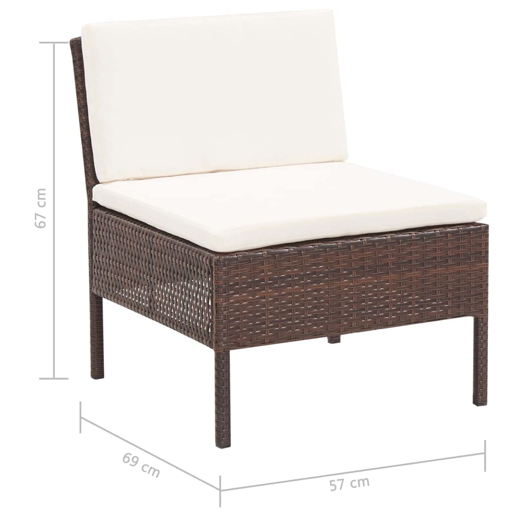 vidaXL Patio Furniture Set 8 Piece, Wicker Conversation Set with Cushions, Outdoor Patio Chair for Poorside Garden Balcony, Poly Rattan Brown
