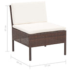 vidaXL Patio Furniture Set 8 Piece, Wicker Conversation Set with Cushions, Outdoor Patio Chair for Poorside Garden Balcony, Poly Rattan Brown
