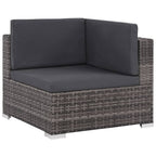 vidaXL Patio Lounge Set - 6-Piece Poly Rattan Gray Sectional Sofa Set with Coffee Table and Ottoman - Comfortable Outdoor Seating with Cushions