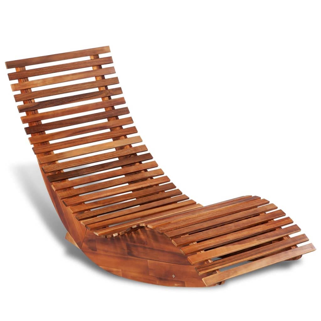vidaXL Rocking Sun Lounger Acacia Wood  WeatherResistant Outdoor Patio Chair with Ergonomic Design, Light Oil Finish, Suitable