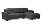 Baxton Studio Langley Modern and Contemporary Dark Grey Fabric Upholstered Sectional Sofa with Right Facing Chaise