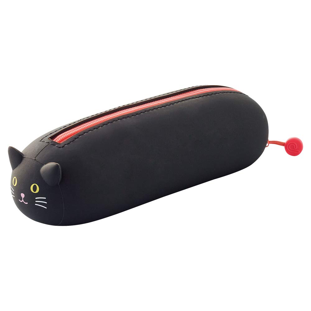 Lihitlab Punilabo Zipper Pen Case/Pouch, Horizontal, 2.5' X 7.9', Black Cat (A7781-3), Pen: 2.5'X 7.9'X 2.4'