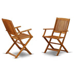East West Furniture Cmcm72Cana Cameron 7 Piece Patio Dining Set Consist Of A Rectangle Outdoor Acacia Wood Table And 2 Folding Arm 4 Side Chairs, 36X66 Inch, Natural Oil