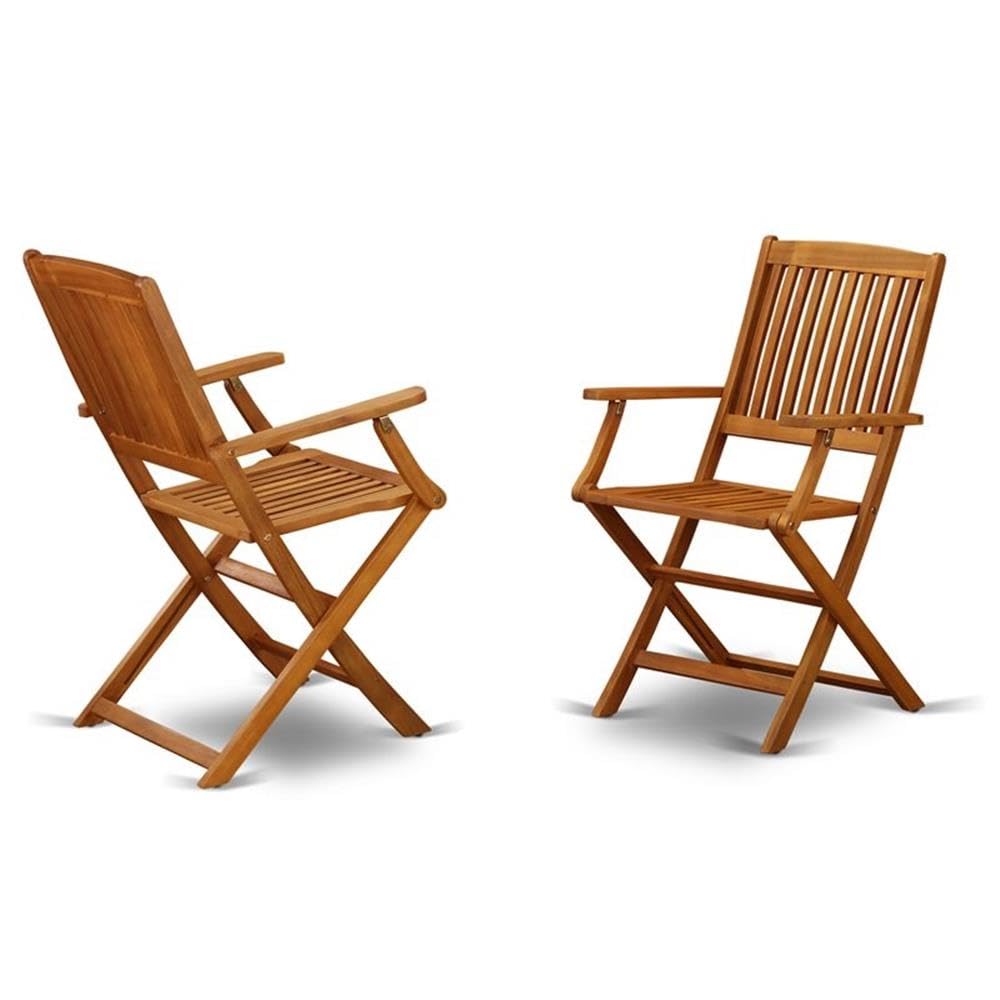East West Furniture Cmcm72Cana Cameron 7 Piece Patio Dining Set Consist Of A Rectangle Outdoor Acacia Wood Table And 2 Folding Arm 4 Side Chairs, 36X66 Inch, Natural Oil