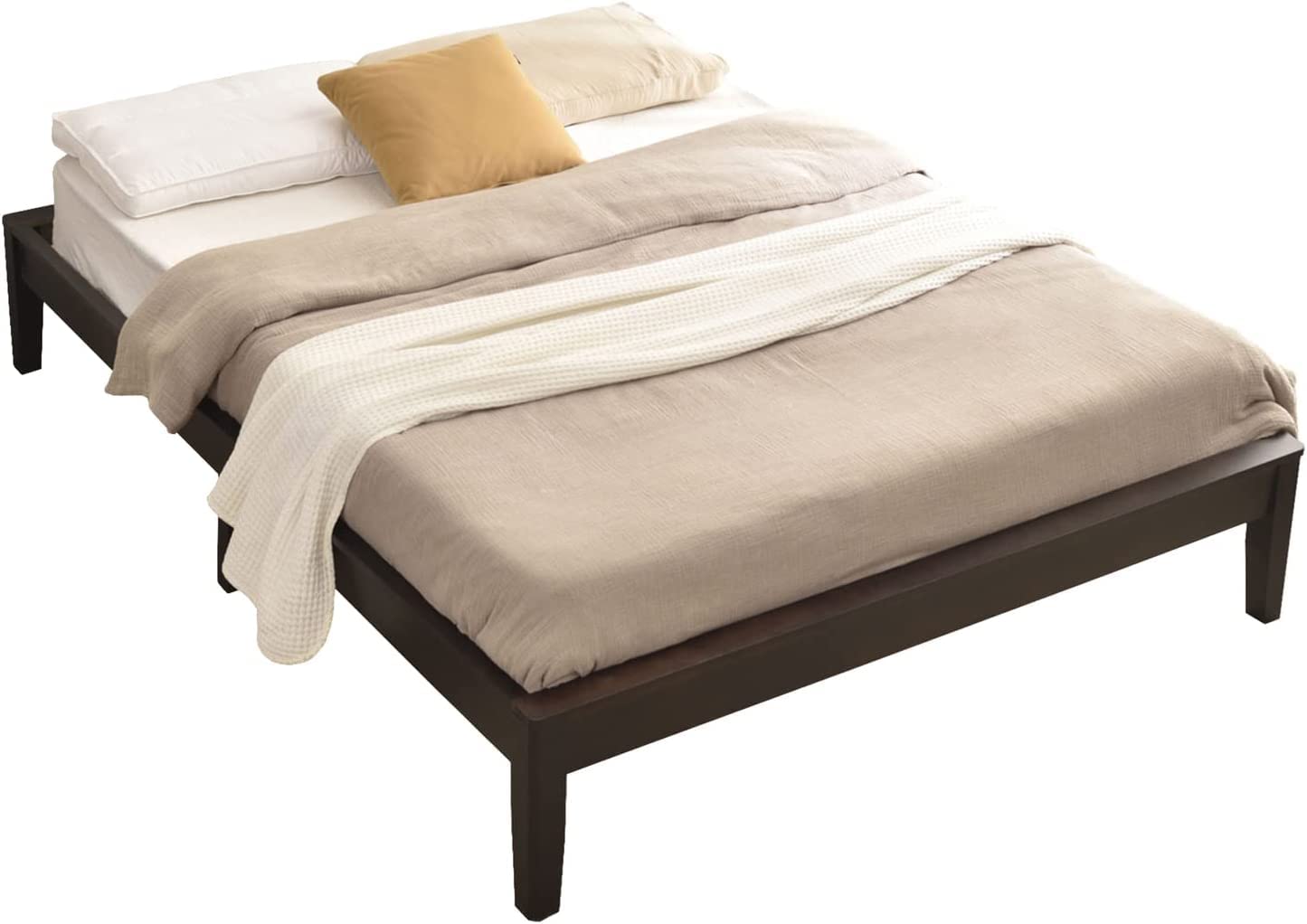 Woodpeckers Furniture And Mattress Stella Solid Pine Wood Platform Bed Frame (Tobacco, Queen (U.S. Standard))