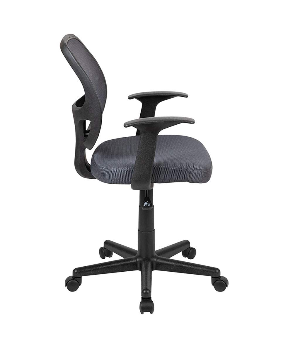 Flash Furniture Flash Fundamentals Mid-Back Gray Mesh Swivel Ergonomic Task Office Chair With Arms