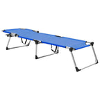 vidaXL Extra High Folding Senior Sunbed Patio Garden Outdoor Terrace Yard Furniture Camping Day Bed Chair Cot Sun Lounger Blue Aluminum