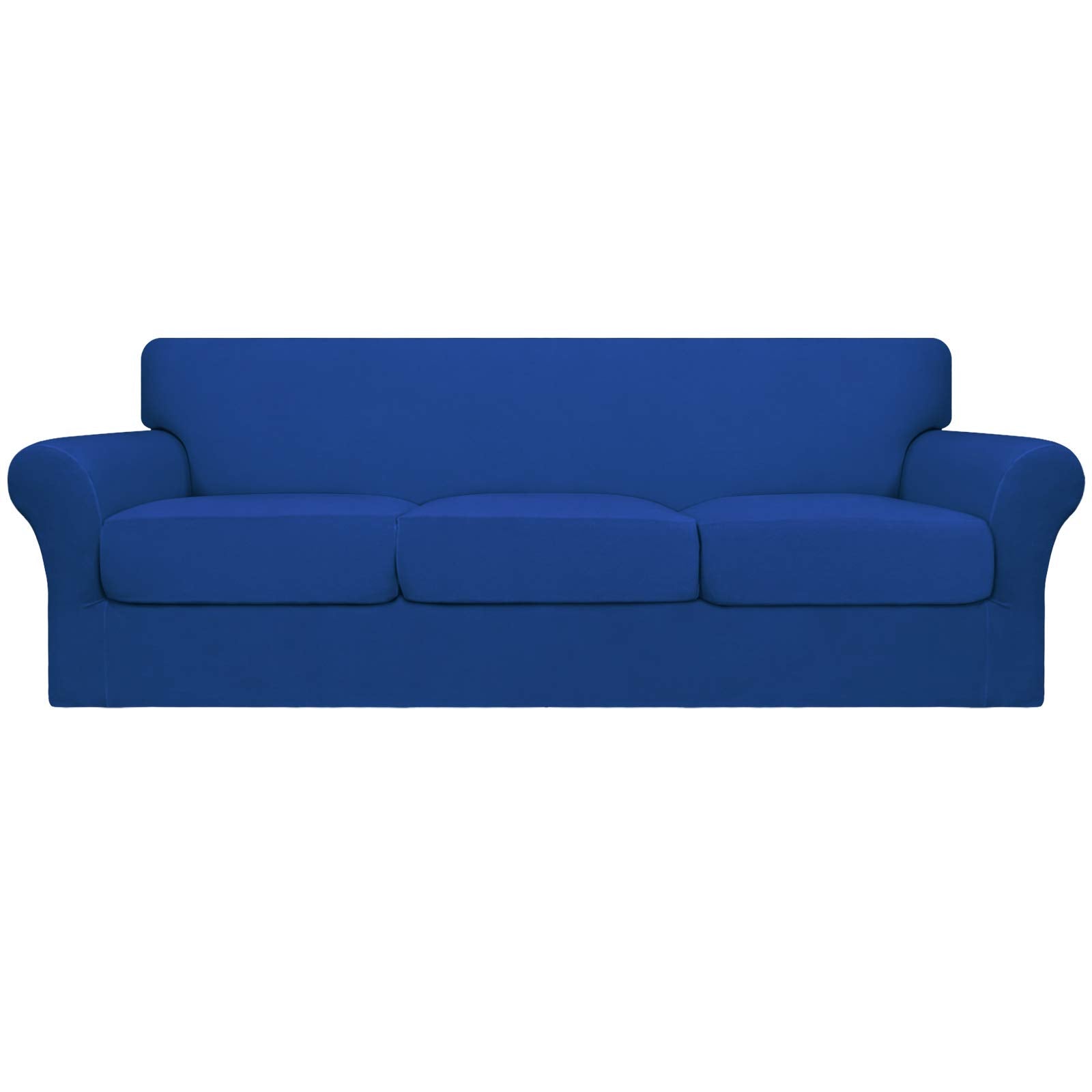 Easy-Going 4 Pieces Oversized Stretch Soft Couch Cover For Dogs - Washable Sofa Slipcover For 3 Separate Cushion Couch - Elastic Furniture Protector For Pets, Kids Classic Blue