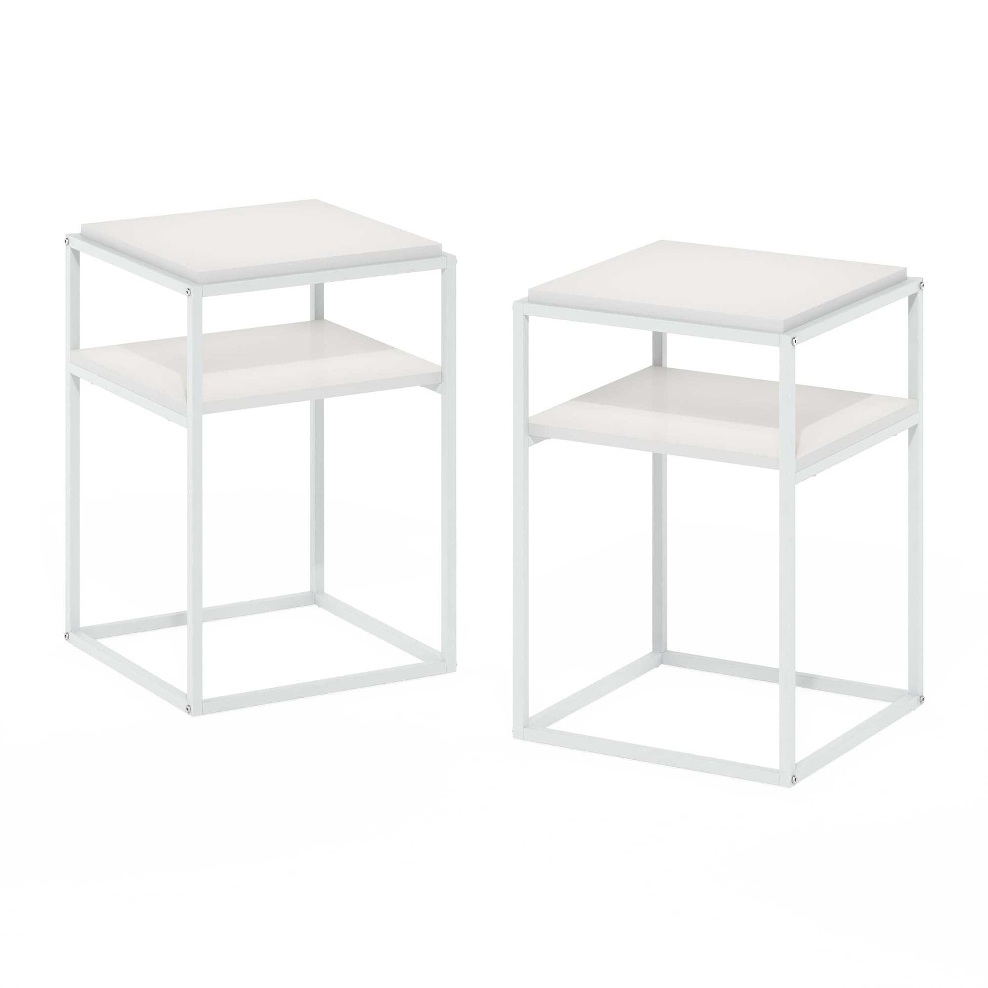 Furinno Moretti Modern Lifestyle Stackable Shelf, 2-Tier, Solid White/White, Set of 2