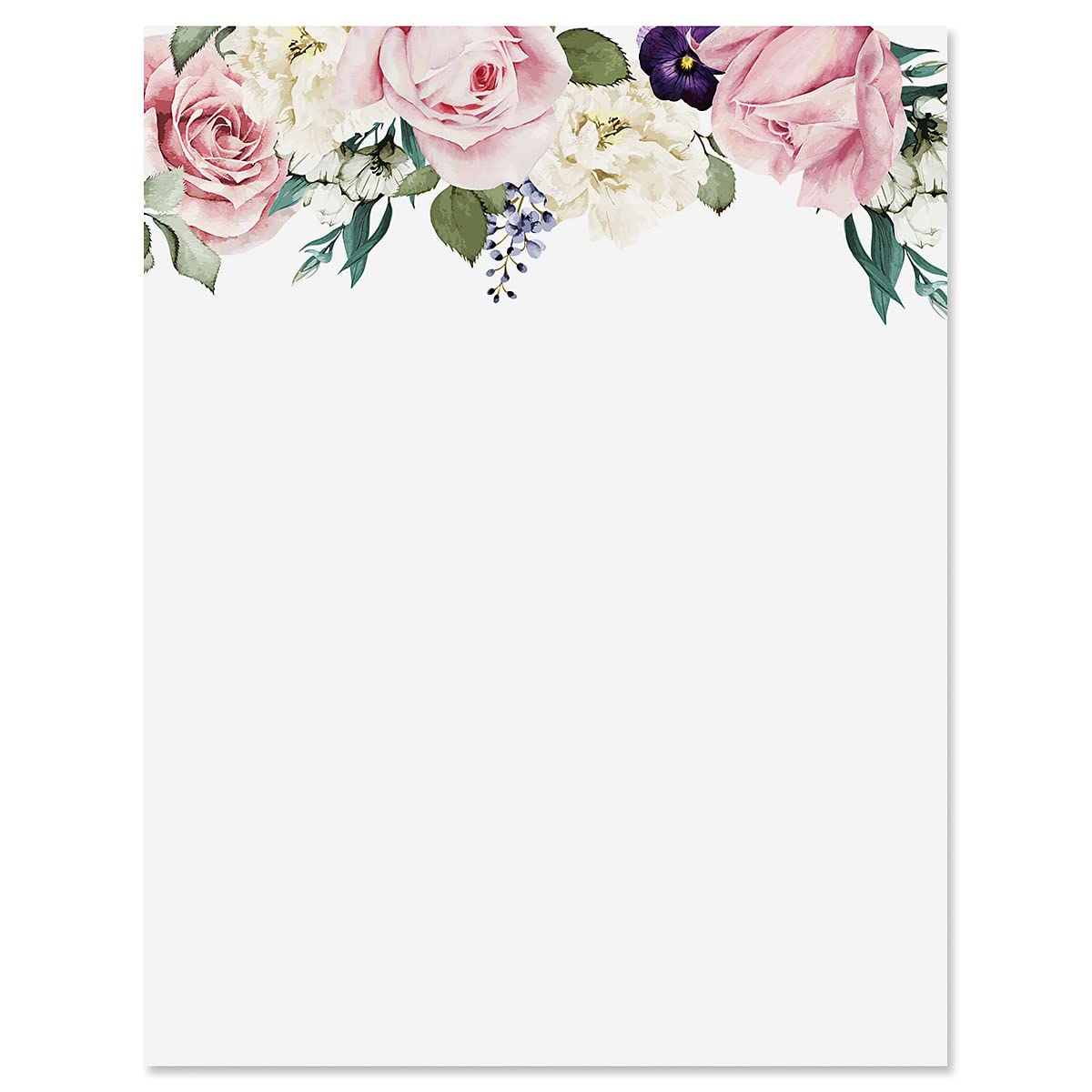 Current Victorian Rose Floral Letter Paper - Spring Stationery Papers With Decorative Rose Border, Printable Holiday, Wedding &