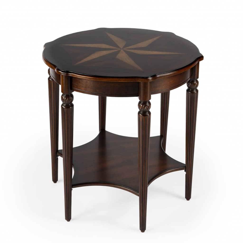 HomeRoots Dark Brown Wood Traditional Cherry Accent Table