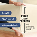 Extra Deep Pocket King Sheets - 4 Piece Breathable & Cooling Bed Sheets - Hotel Luxury Bed Sheet Set - Soft, Wrinkle Free & Comfy - Easily Fits Extra Deep Mattresses - Deep Pocket Off White Sheets Set