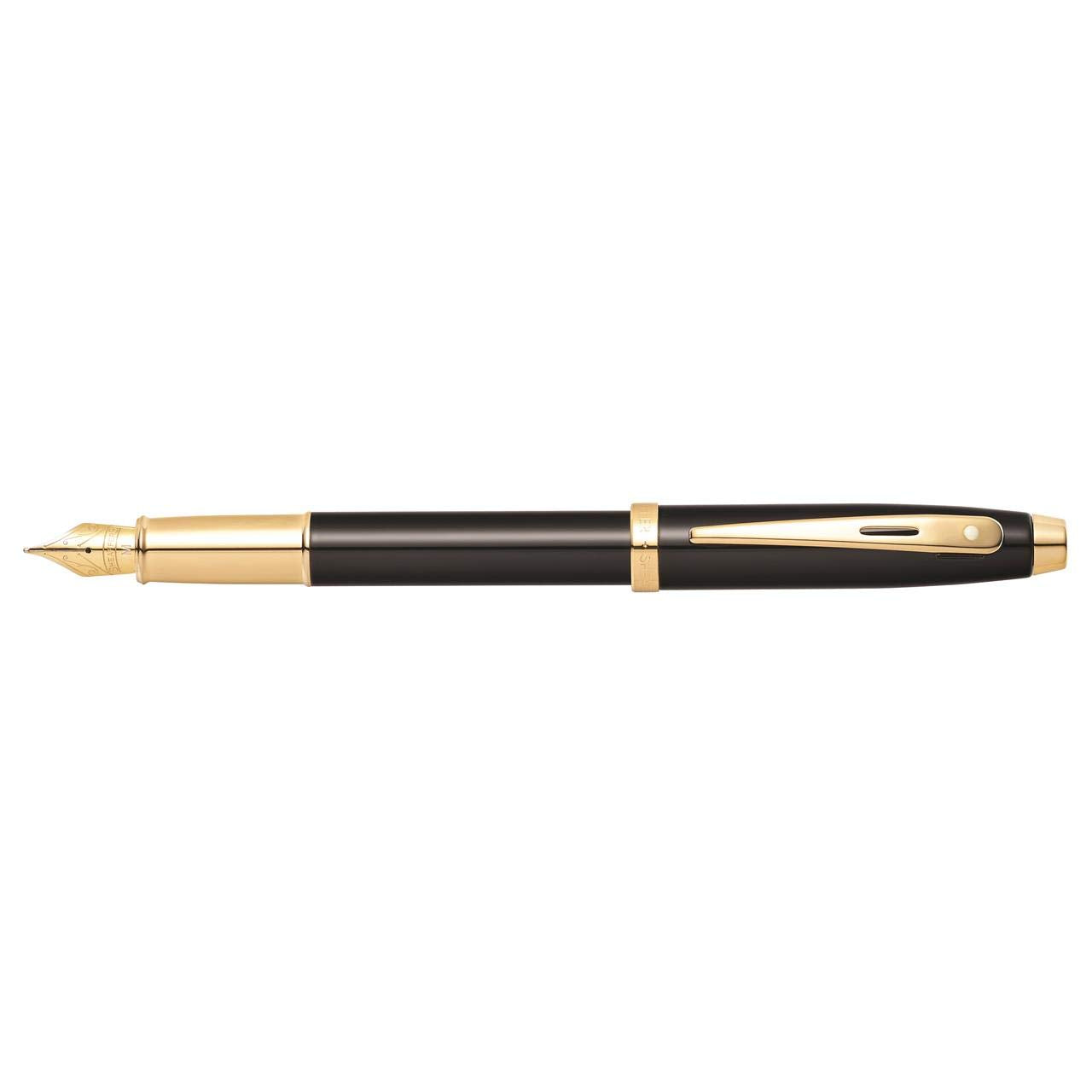 Sheaffer 100 Glossy Black Lacquer Fountain Pen With Gold Tone Appointments And Fine Nib