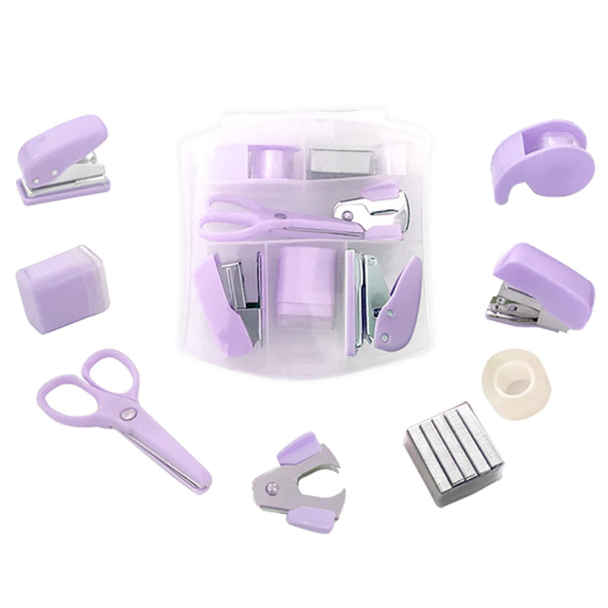 8 Pack Mini Office Supply Kits Mini School Supplies - Includes Mini Stapler, Scissors, Staple Remover, Puncher, Pencil Sharpener