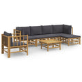 vidaXL 7 Piece Bamboo Patio Lounge Set with Dark Gray Cushions - Modular Outdoor Furniture with Comfortable Cushions and Sturdy 