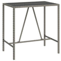 vidaXL Bar Table with Tempered Glass Top, Weather- Poly Rattan Design - Modern Outdoor Furniture for Gardens, Patios, and Living