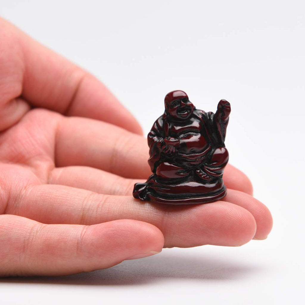 Brabud 1' Red Resin Laughing Buddha Maitreya Figurines Collection Gift Home Office Desk Decor Flower Pot Statue Decoration Set