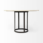 HomeRoots 48' Round White Marble Top with Black Metal Base Dining Table