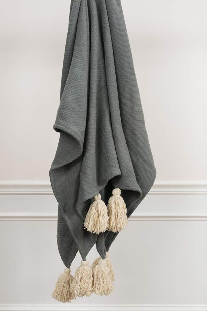 Rizzy Home | TH0599 | 50&quot;X 60&quot; Gray/Neutral/Blue Throw