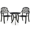 vidaXL Bistro Set 3 Piece, Table and Chair for Balcony, Bistro Table for Yard Park, Outdoor Furniture, Industrial Style, Cast Aluminum Black